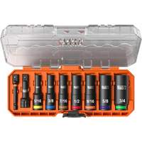 KNECT Drive Socket Set, 9 Pcs, Impact, 3/8" Drive Size, Deep Action Paper