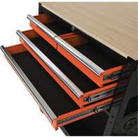 Utility Cart, 4 Drawers, Black/Orange Action Paper