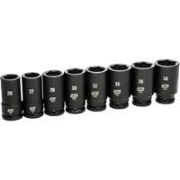 Jeu de douilles SAE &agrave; 6 pans, 8 Mcx, Chocs, Prise de 3/4", Profond Action Paper