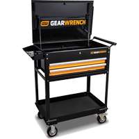 Chariot utilitaire, 2 tiroirs, 32-1/2" la x 42" h, Noir/Orange Action Paper