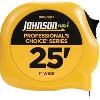 Professional's Choice Power Tape with Steel Belt Clip, 1" x 25', 1/16" Graduations Action Paper