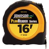 Plan Reader Power Tape with Steel Belt Clip, 1" x 16', 1/16" Graduations Action Paper