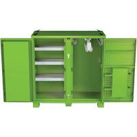 Armoire ventil&eacute;e pour le rangement d'&eacute;PI sur place, Acier, Vert lime haute visibilit&eacute; Action Paper