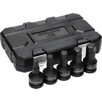 SAE Impact Bit Socket Set with Blow Mold Case, Hex, 3/4" Drive, 5 Pcs Action Paper