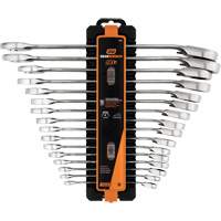90-Tooth 12-Point Reversible Wrench Set, Ratcheting Box, 16 Pieces, Metric Action Paper