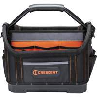 Sac ouvert de 14" pour outils d'ouvrier, 1680 Denier/Polyester, 25 pochettes, Noir/Gris/Orange Action Paper