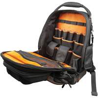 Tradesman Pro Tool Master Tool Bag Backpack, 11" L x 13-1/2" W, Black/Grey/Orange, Polyester Action Paper