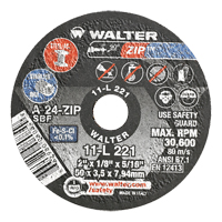 Portable Small Diameter Reinforced Cut-Off Wheels - Zip, 2" x 1/8", 5/16" Arbor, Type 1, Aluminum Oxide, 31000 RPM Action Paper