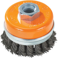 Knot-Twisted Wire Cup Brush, 5" Dia. x 5/8"-11 Arbor Action Paper