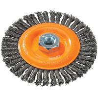 Stringer Bead Knotted Wire Brush, 5" Dia., 0.02" Fill, 5/8"-11 Arbor, Steel Action Paper