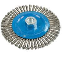 Knot-Twisted Stringer Bead Wire Wheel, 6" Dia., 0.02" Fill, 5/8"-11 Arbor, Aluminum/Stainless Steel Action Paper