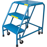 Rolling Step Ladder with Locking Step, 3 Steps, 18" Step Width, 28" Platform Height, Steel VC132 | Action Paper