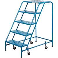 Rolling Step Ladder with Locking Step, 5 Steps, 18" Step Width, 46" Platform Height, Steel VC134 | Action Paper