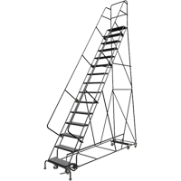 &eacute;chelles roulantes multidirectionnelles, 15 marches, Largeur de la marche 24", Hauteur de la plateforme 150", Acier Action Paper