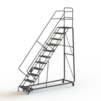 Heavy Duty Safety Slope Ladder, 11 Steps, Serrated, 50° Incline, 110" High Action Paper