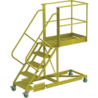 Cantilever Rolling Ladder, Supported, 5 Steps, 40" Platform Depth, 50" Platform Height Action Paper