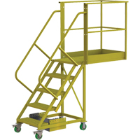 Cantilever Rolling Ladder, Unsupported, 5 Steps, 40" Platform Depth, 50" Platform Height Action Paper