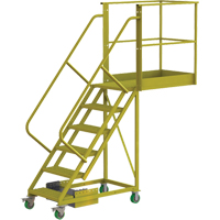 Cantilever Rolling Ladder, Unsupported, 6 Steps, 40" Platform Depth, 60" Platform Height Action Paper