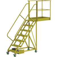 Cantilever Rolling Ladder, Unsupported, 7 Steps, 40" Platform Depth, 70" Platform Height Action Paper
