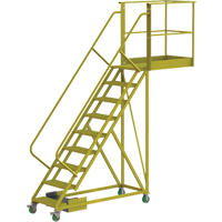 Cantilever Rolling Ladder, Unsupported, 9 Steps, 40" Platform Depth, 90" Platform Height Action Paper