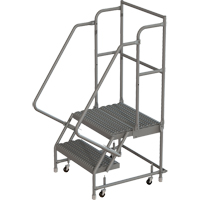 Deep Top Step Rolling Ladder, 2 Steps, 16" Step Width, 20" Platform Height, Steel Action Paper