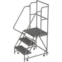 Deep Top Step Rolling Ladder, 3 Steps, 24" Step Width, 30" Platform Height, Steel VC763 | Action Paper