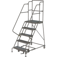 Deep Top Step Rolling Ladder, 5 Steps, 24" Step Width, 50" Platform Height, Steel VC767 | Action Paper