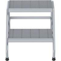 Aluminum Step Stand, 2 Step(s), 22-13/16" W x 24-9/16" L x 20" H, 500 lbs. Capacity VD457 | Action Paper