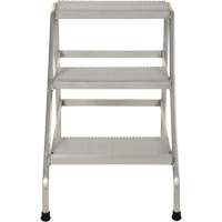 Aluminum Step Stand, 3 Step(s), 22-13/16" W x 34-9/16" L x 30" H, 500 lbs. Capacity VD459 | Action Paper
