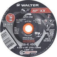 Double-X Depressed Centre Grinding Wheel, 4-1/2" x 1/4", 5/8"-11 Arbor, Type 27S Action Paper