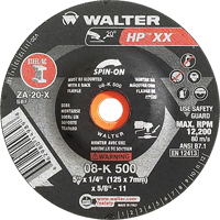 Double-X Depressed Centre Grinding Wheel, 5" x 1/4", 5/8"-11 Arbor, Type 27S Action Paper