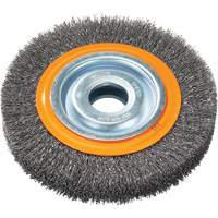 Crimped Wire Bench Wheel Brush, 6" Dia., 0.0118" Fill, 1/2" - 1/4" Arbor VV848 | Action Paper