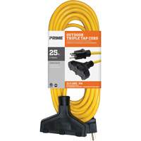 Vinyl Extension Cord, Outdoor, SJTW, 12/3 AWG, 15 A, 3 Outlet(s), 25' Action Paper