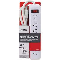 Surge Protector, 6 Outlets, 750 J, 1875, 3' Cord Action Paper
