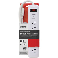 Surge Protector, 6 Outlets, 400 J, 1875 W, 2' Cord Action Paper