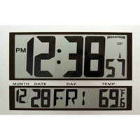 Jumbo Clock, Digital, Battery Operated, 16.5" W x 1.7" D x 11" H, Silver XD075 | Action Paper