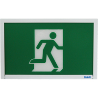 Running Man Exit Sign, LED, Battery Operated, 12" L x 7 1/2" W, Pictogram Action Paper