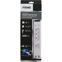USB Charging Surge Protectors, 4 Outlets, 1200 J, 1875 W, 4' Cord Action Paper