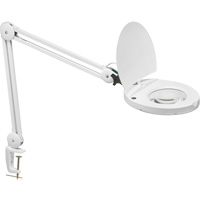 LED Magnifier with A-Bracket, 3 Diopter, LED Light, 47" Arm, C-Clamp, White Action Paper