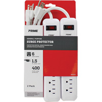 Surge Protector 2-Pack, 6 Outlets, 400 J, 1875 W, 1.5' Cord XJ247 | Action Paper