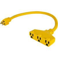 Adaptateur de rallonge d'alimentation, Ext&eacute;rieur, STOW, AWG 12/3, 15 A, 3 prise(s), 2' Action Paper