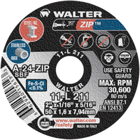 Zip™ Cut-Off Wheel, 2" x 1/16", 5/16" Arbor, Type 1, Aluminum Oxide, 5100 RPM YC582 | Action Paper