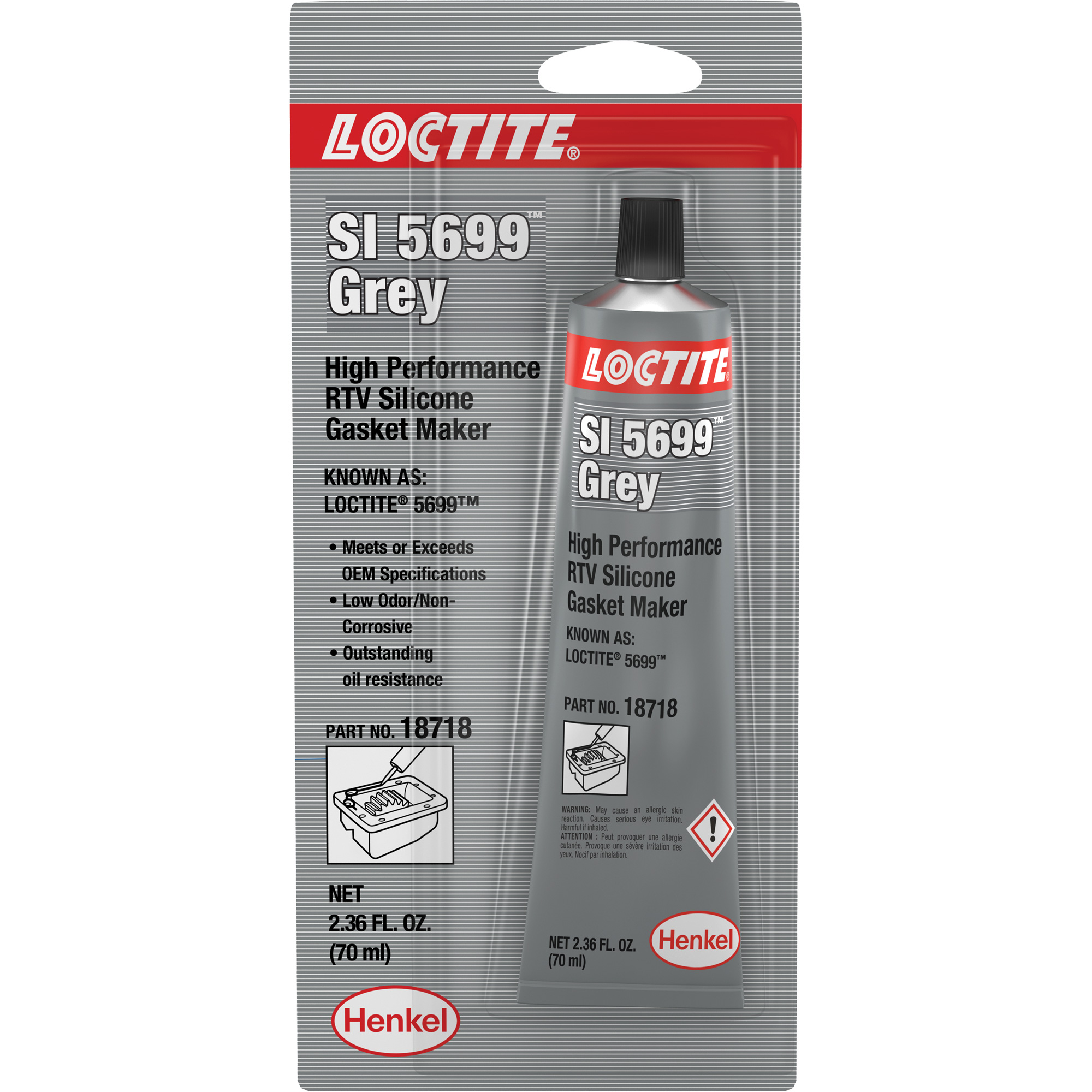 Loctite SI 5699 Gasket Sealant, Tube, Grey Action Paper